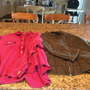 Free People We the Free Dolman Sleeve Quilted Jacket Size M Bonus Scout Jacket